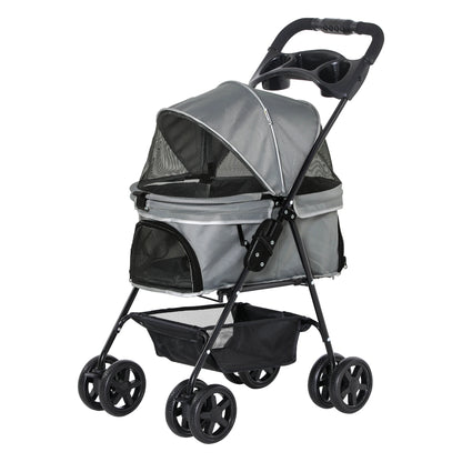 Pawhut Foldable Dog Stroller with Universal Wheels