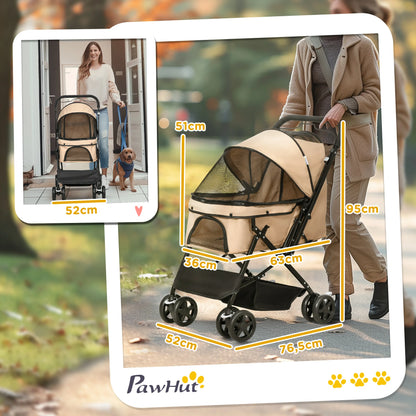Pawhut Foldable Dog Stroller with Universal Wheels